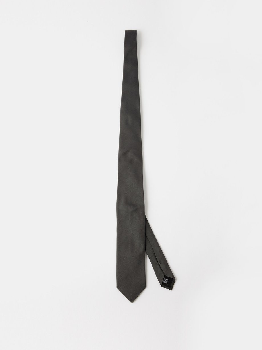 Grey Jacquard-woven silk tie | Lanvin | MATCHES UK