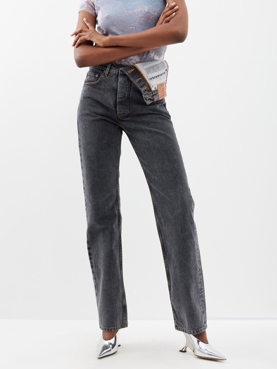 Y/Project Y/Project Folded-waist organic-cotton straight-leg jeans ブラック ...