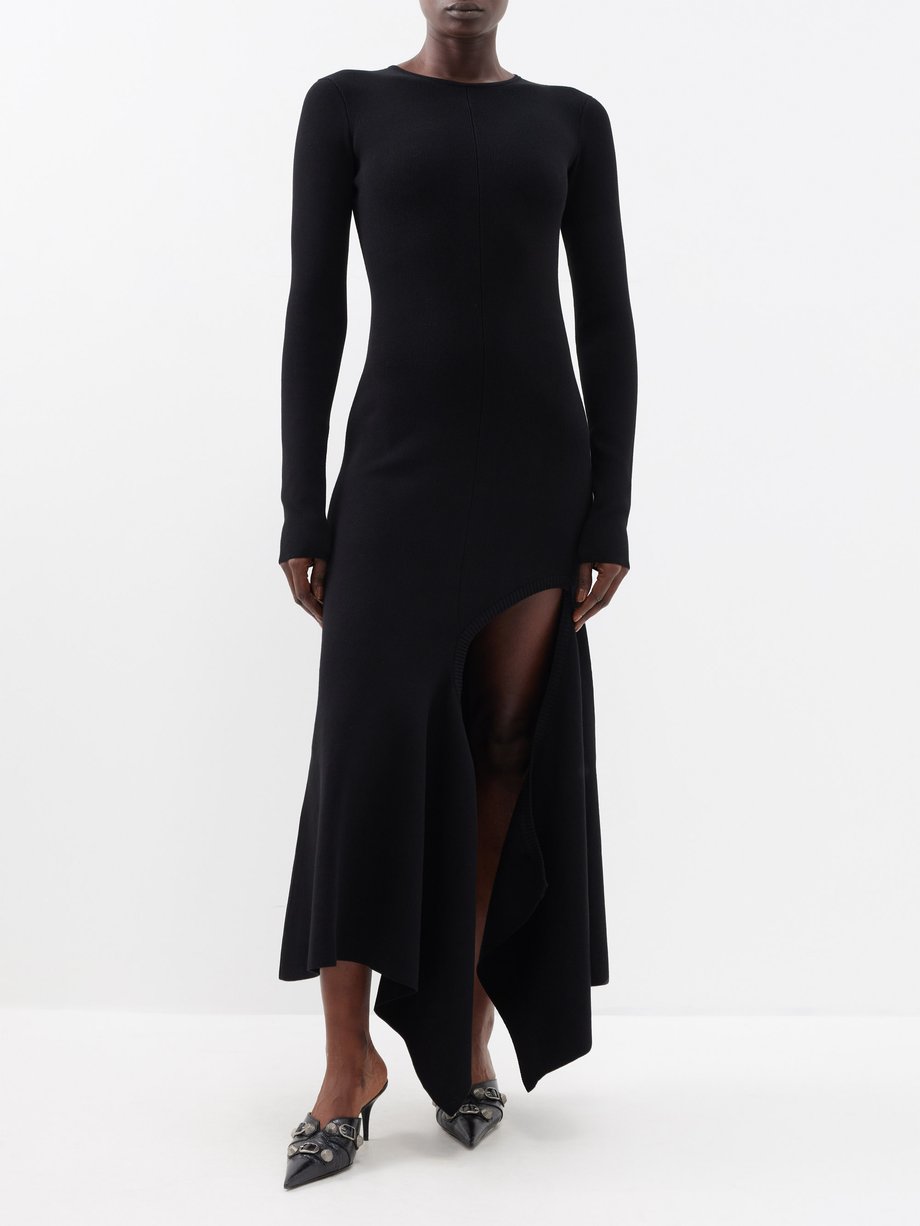 Black Cutaway stretch-knit long-sleeved dress | Y/Project | MATCHES UK