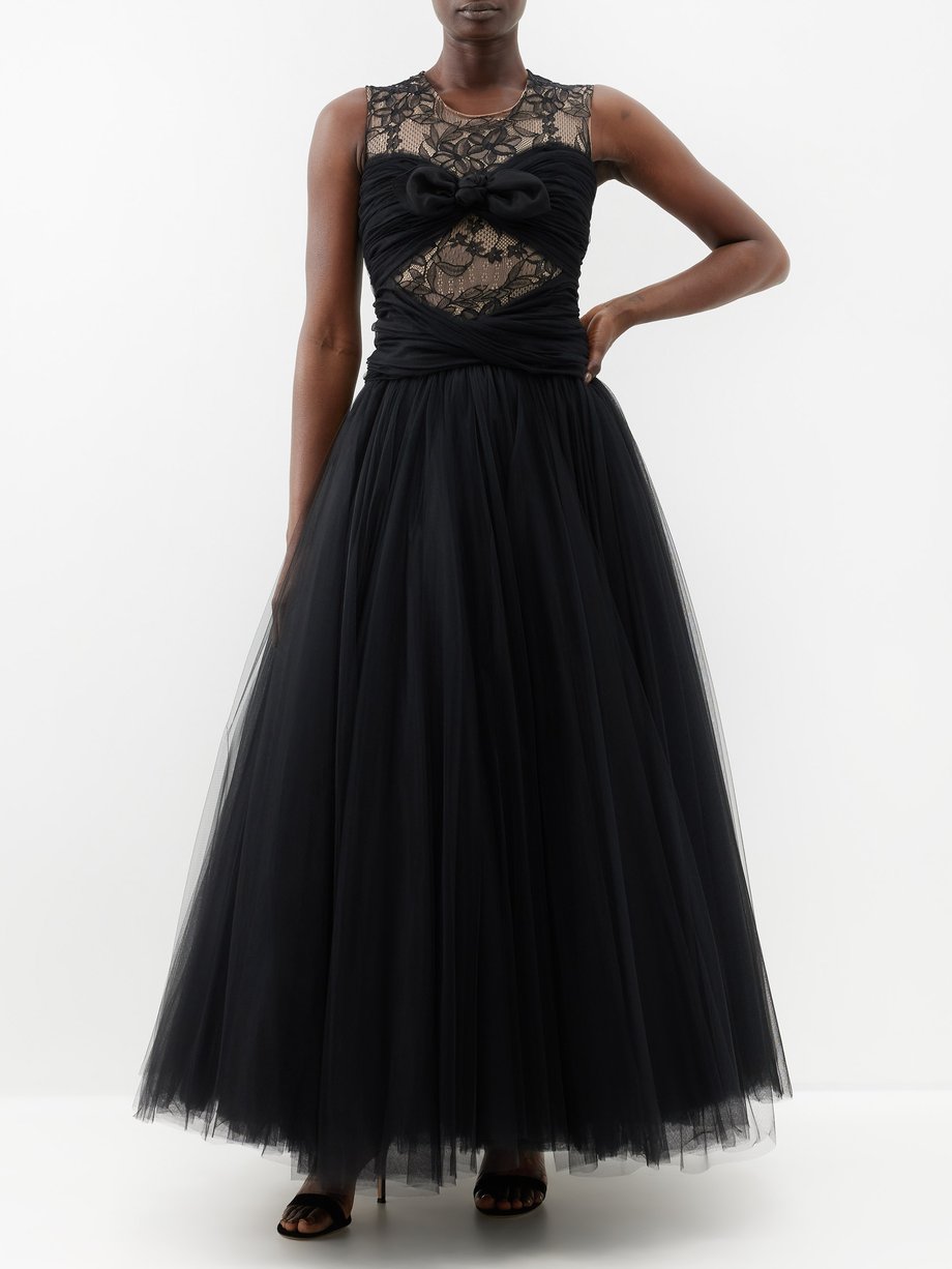 Black Tulle and chantilly-lace gown | Giambattista Valli | MATCHES UK