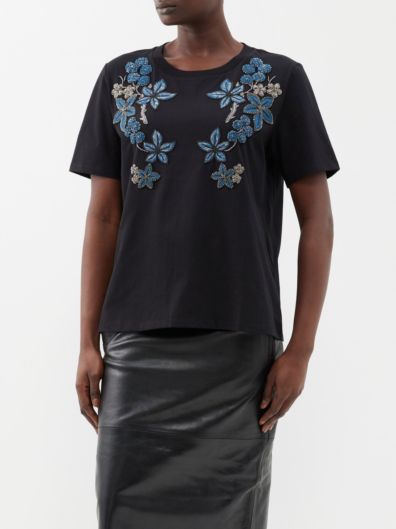 Gony floral-appliqué cotton-jersey T-shirt video