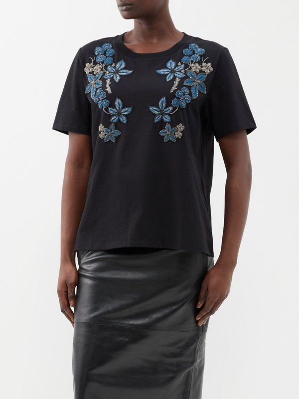 Dodo Bar Or T-shirt en jersey de coton à appliqué floral Gony