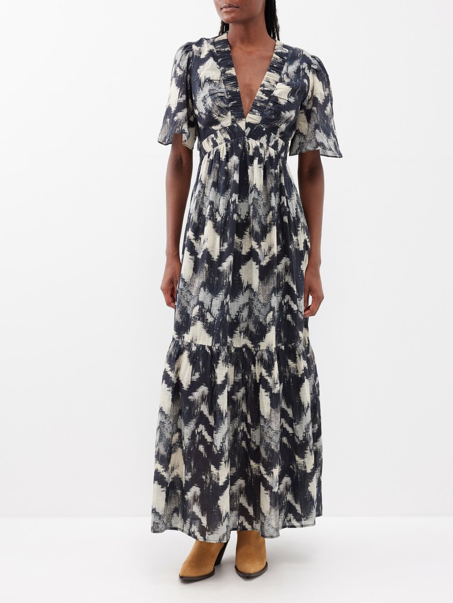 Black Axana cutout printed-cotton maxi dress | ba&sh | MATCHES UK