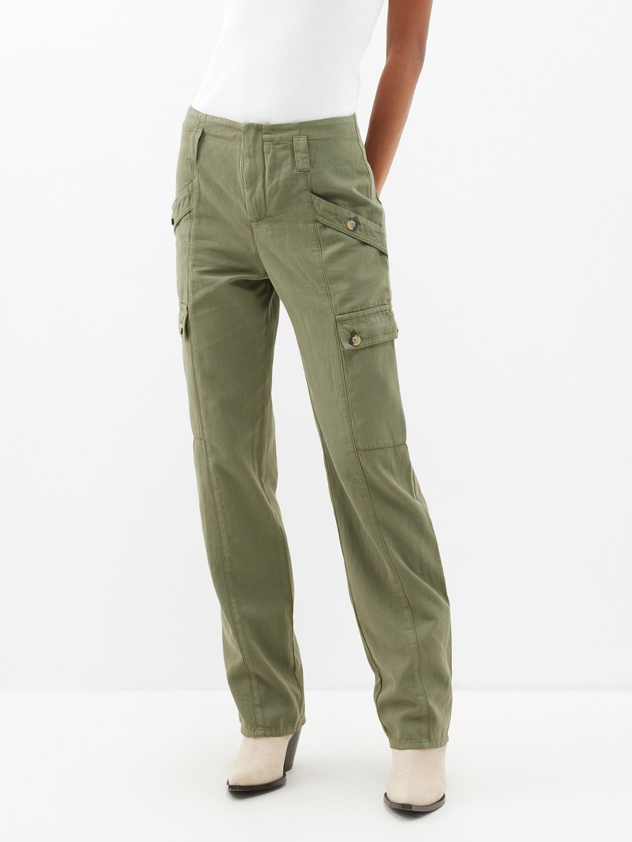 Green Cargo-pocket cotton-blend trousers | ba&sh | MATCHES UK