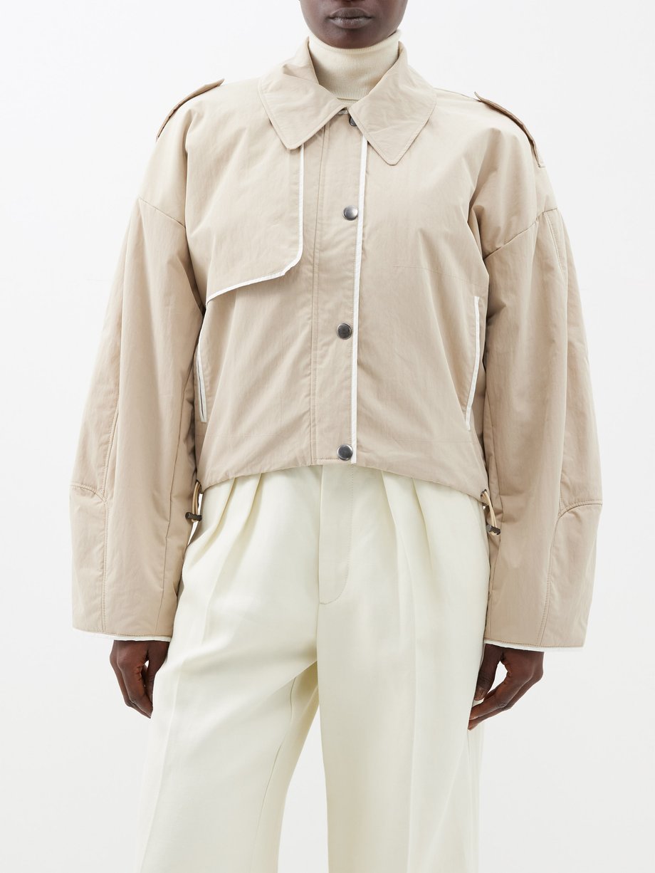 Beige Korence cropped cotton-blend trench coat