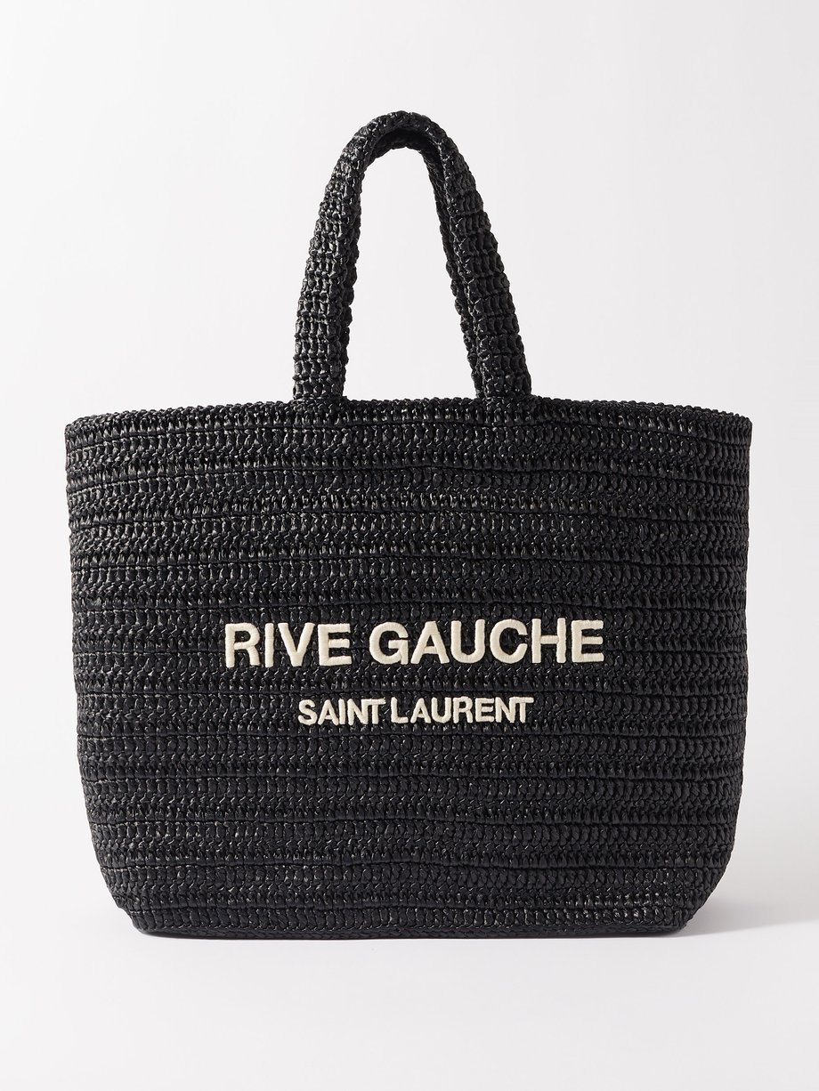 Black Rive Gauche raffia tote bag | Saint Laurent | MATCHES UK