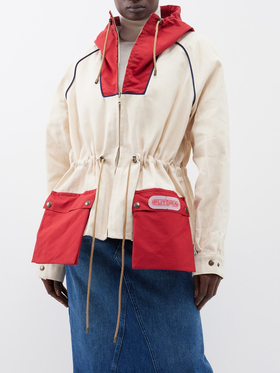 White Hooded drawcord-waist waxed-cotton parka | FUTURA | MATCHES UK