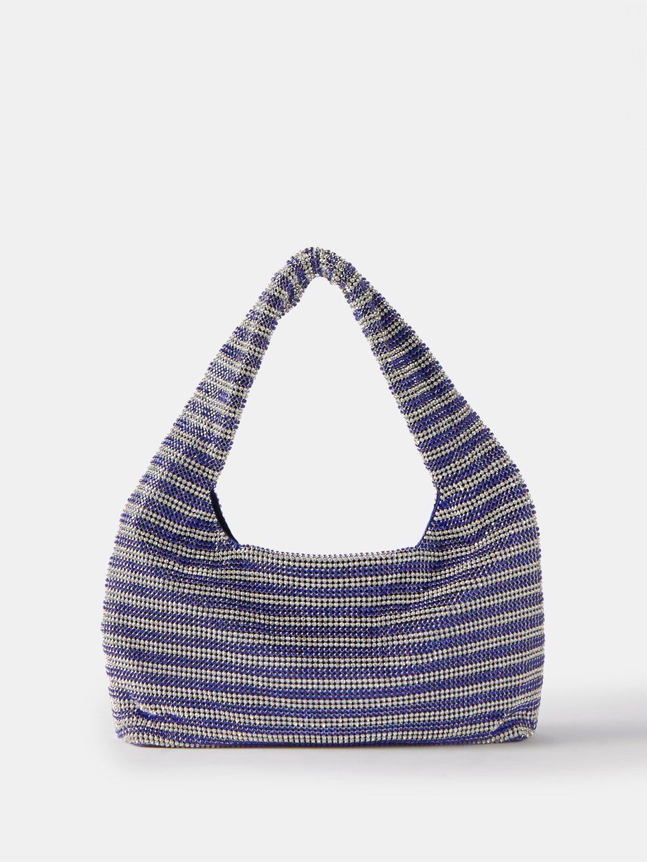 KARA (Kara) Mini striped crystal-mesh shoulder bag