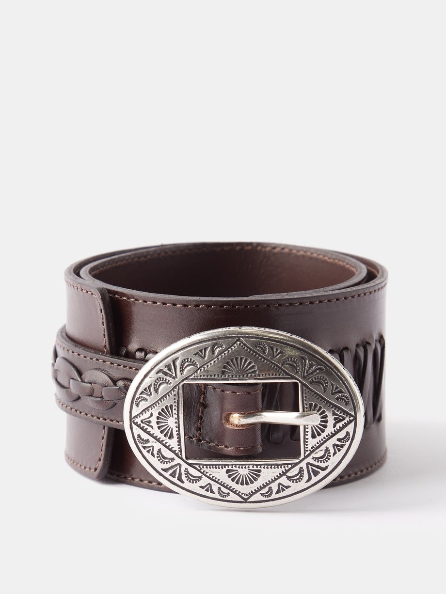 Brown Carol braided leather belt, Fortela