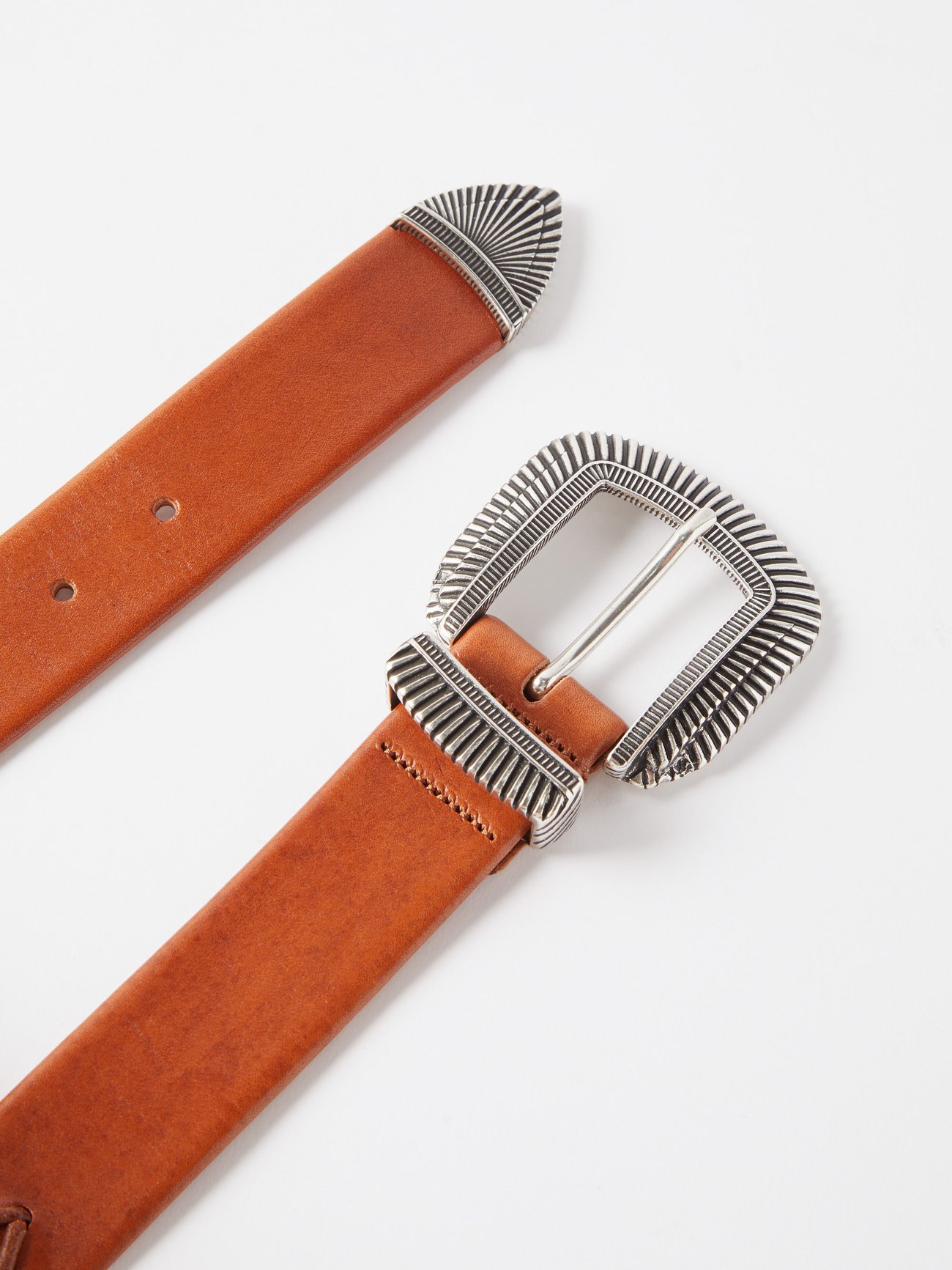 Clayton topstitched leather belt