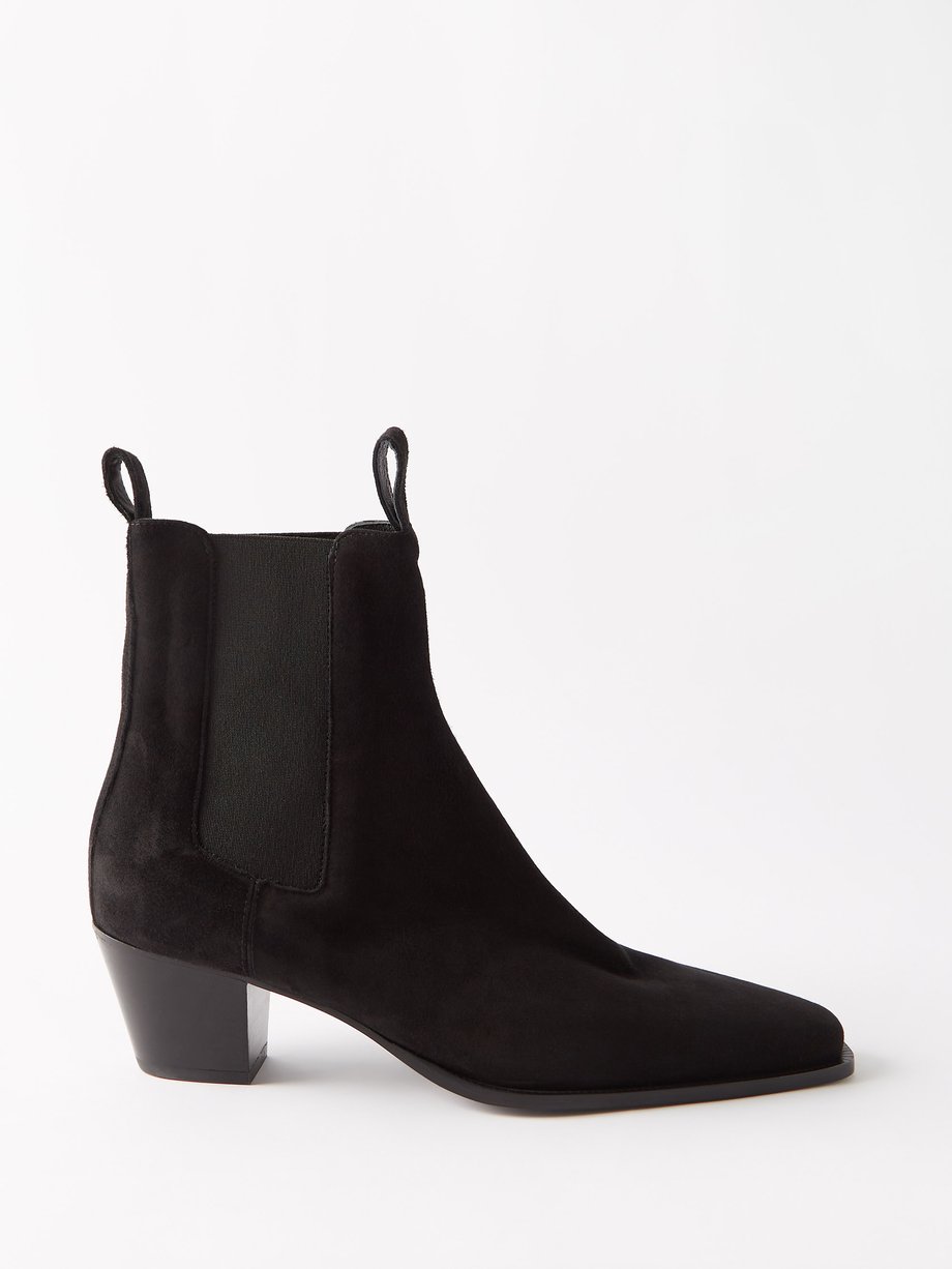 Black Block-heel suede boots | Toteme | MATCHES UK