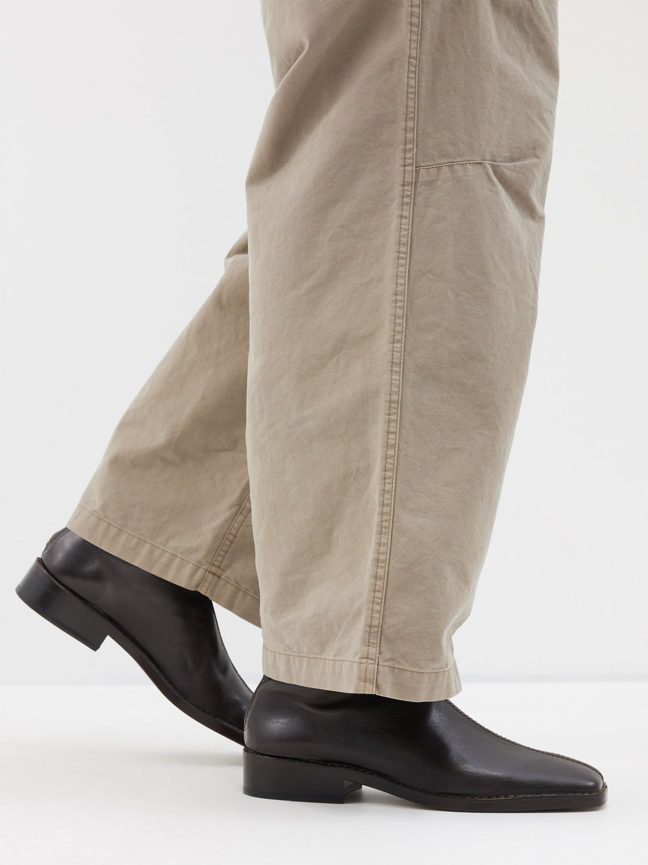 Piped zipped grained-leather boots