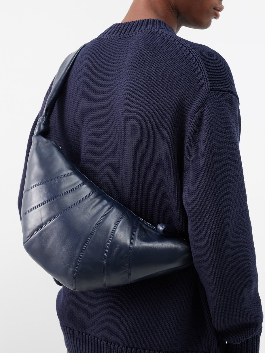 Croissant Medium Leather Shoulder Bag in Beige - Lemaire