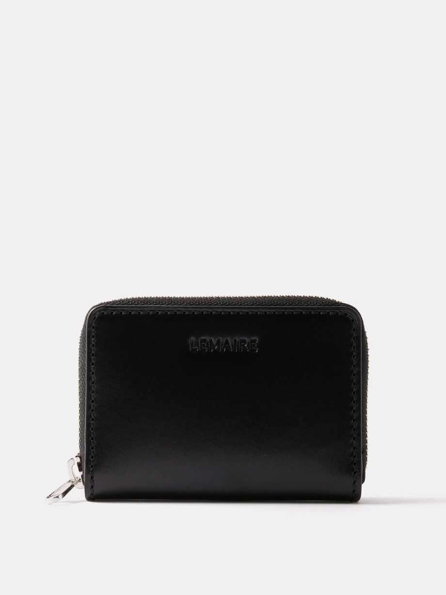Black Logo-debossed leather ziparound wallet | Lemaire | MATCHESFASHION UK