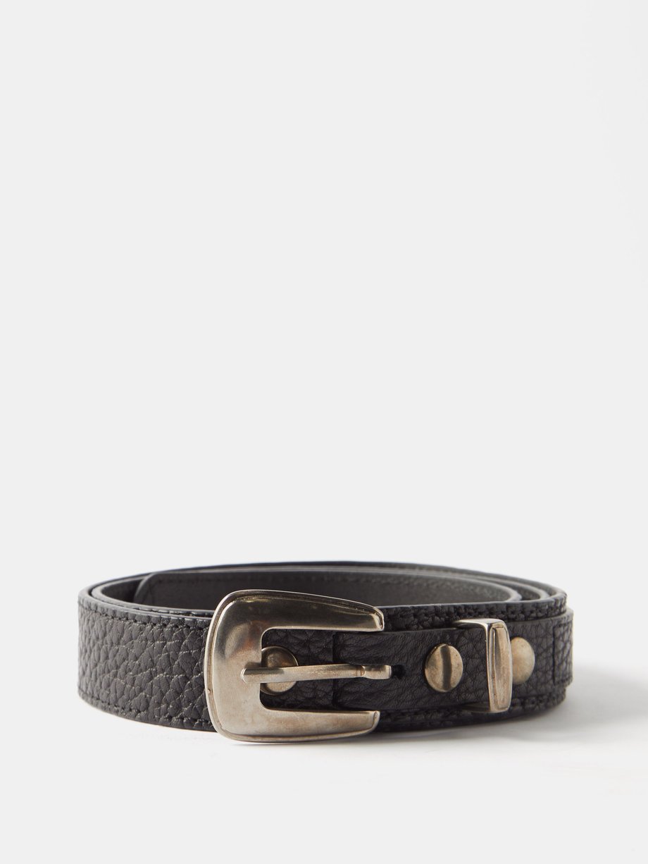 Black Minimal Western grained-leather belt | Lemaire