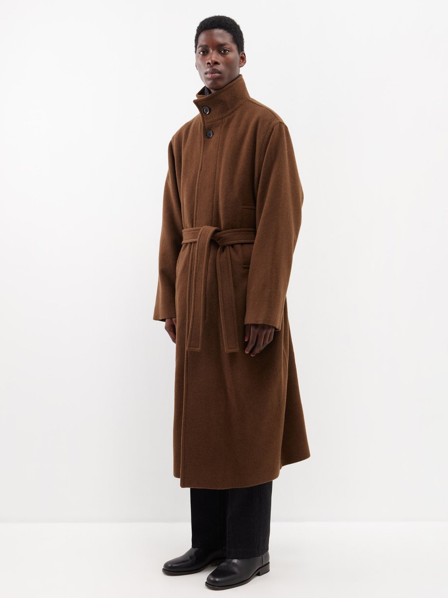 Brown Belted wool-blend overcoat | Lemaire | MATCHESFASHION UK