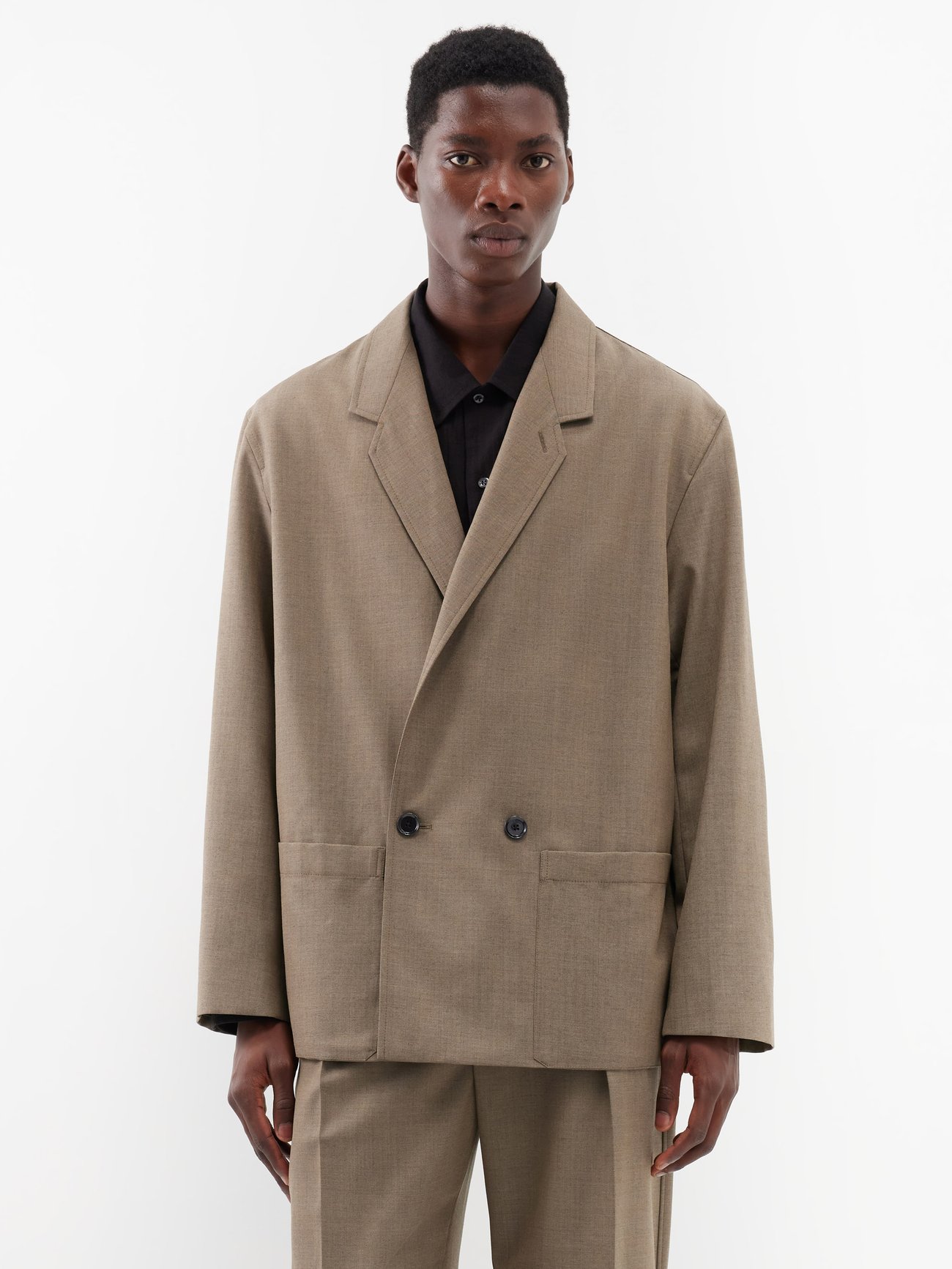 Double-breasted mélange-twill workwear jacket