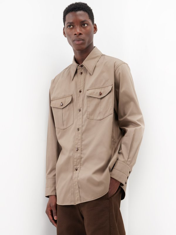 Brown Western cotton-twill shirt | Lemaire | MATCHES UK