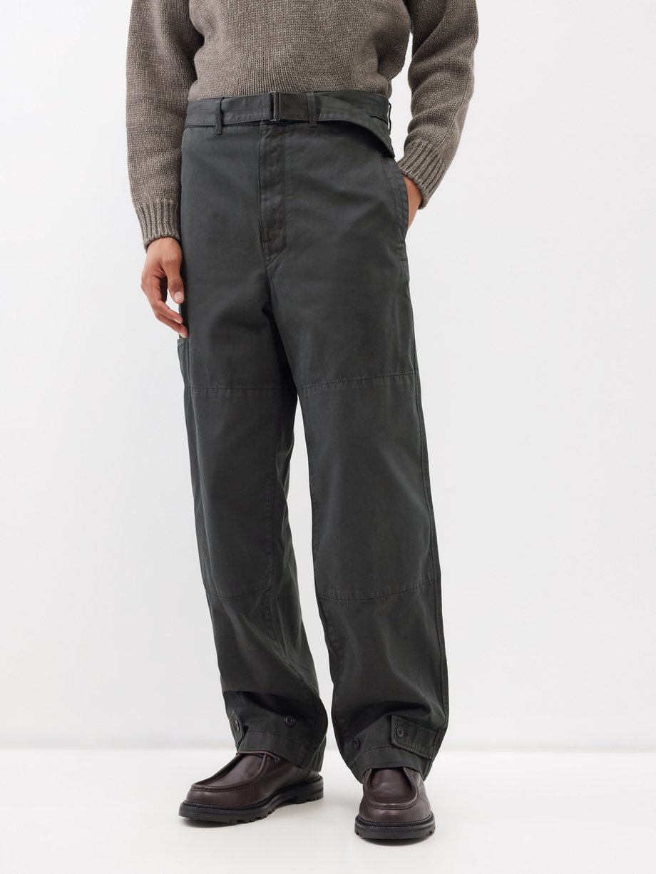 Green Garment-dyed cotton-canvas trousers | Lemaire | MATCHESFASHION UK