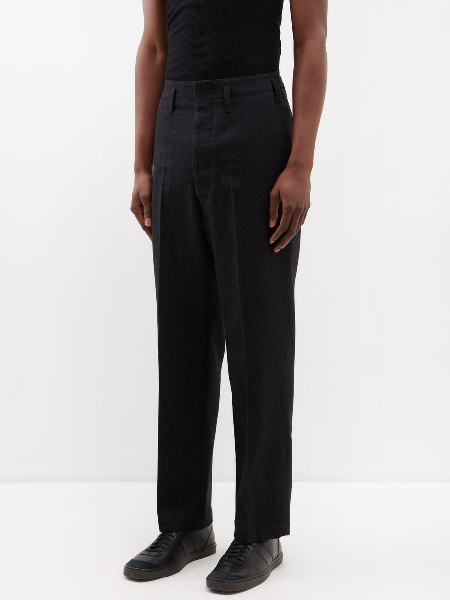 Grey Maxi wool-blend twill straight-leg trousers | Lemaire