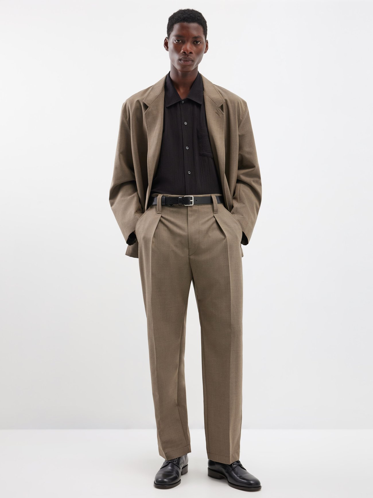Beige Pleated twill trousers | Lemaire | MATCHESFASHION US