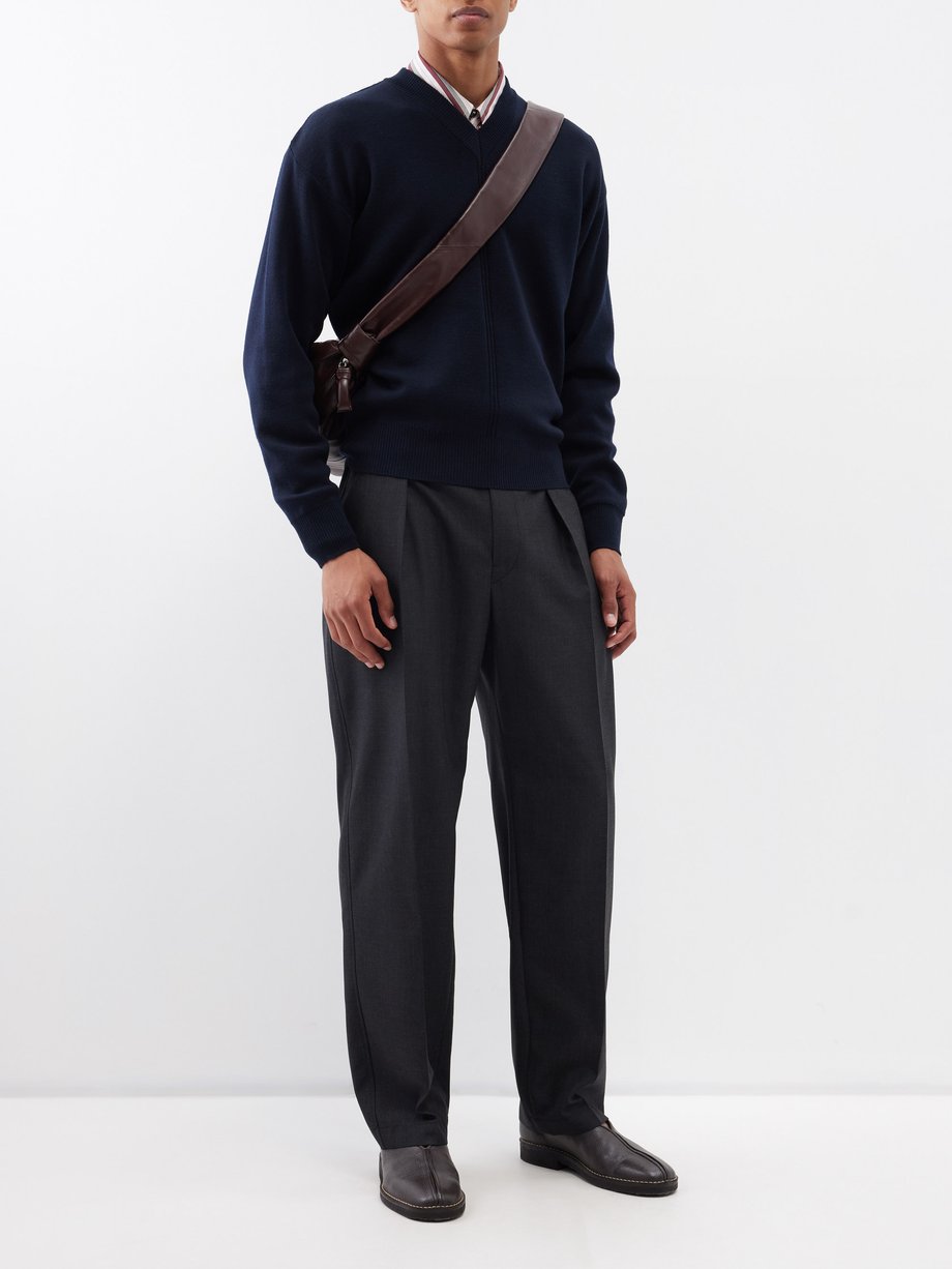 Navy V-neck wool-blend sweater | Lemaire | MATCHES UK