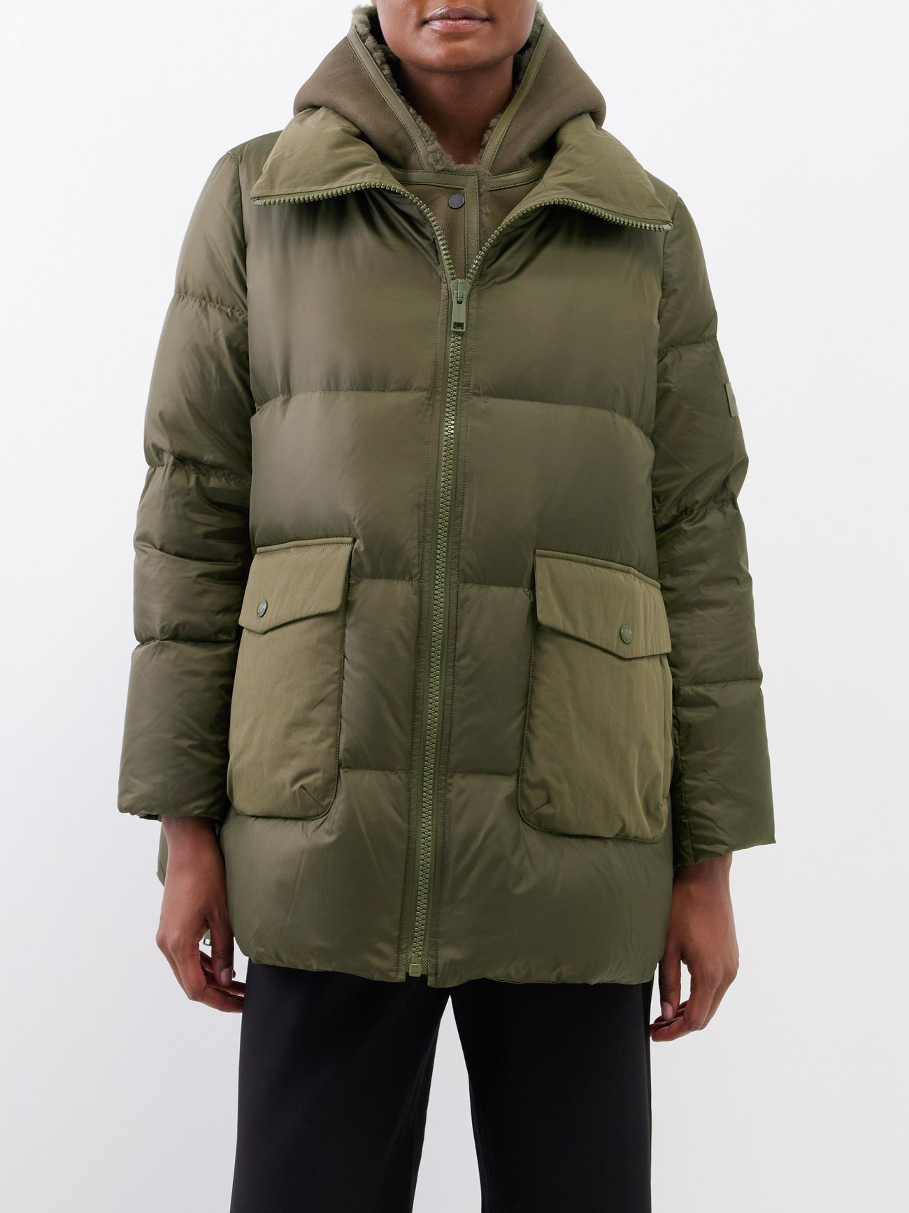 Quilted And Shearling Coat in Green - Yves Salomon