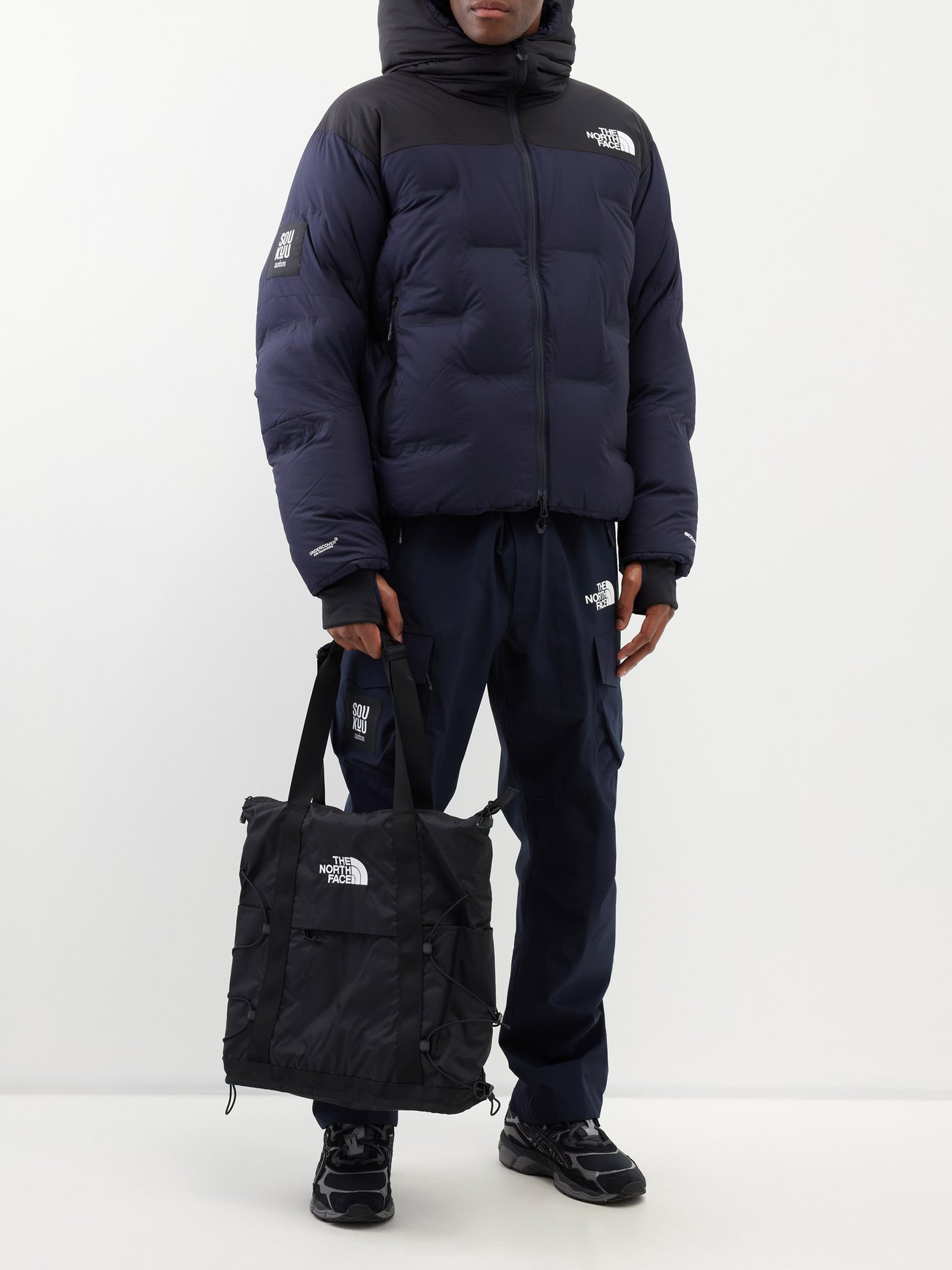 Navy Nupste detachable-sleeve quilted down coat, The North Face x  Undercover