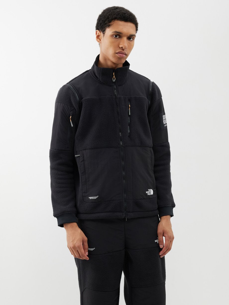 Black Detachable-sleeve fleece jacket