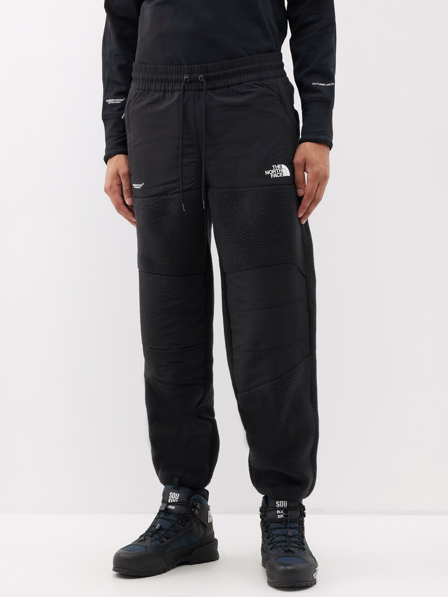 Black Panelled fleece and shell track pants