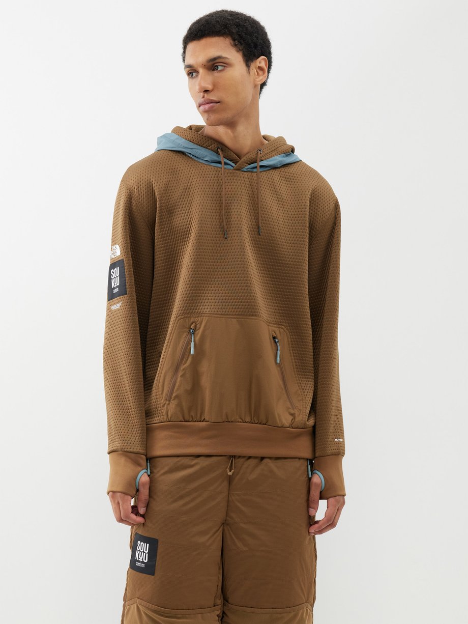 Brown Panelled dot-knit jersey hoodie | The North Face x