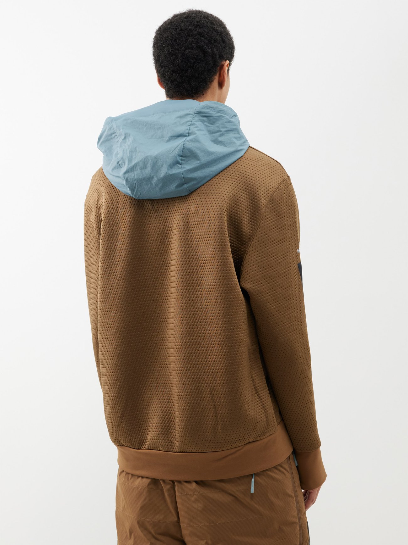 Panelled dot-knit jersey hoodie