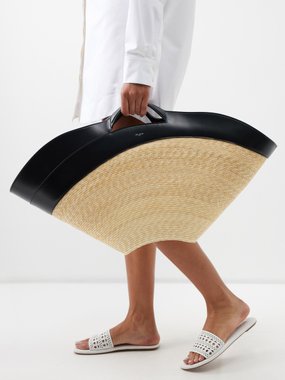 ALAÏA Khaima leather-trim raffia basket bag