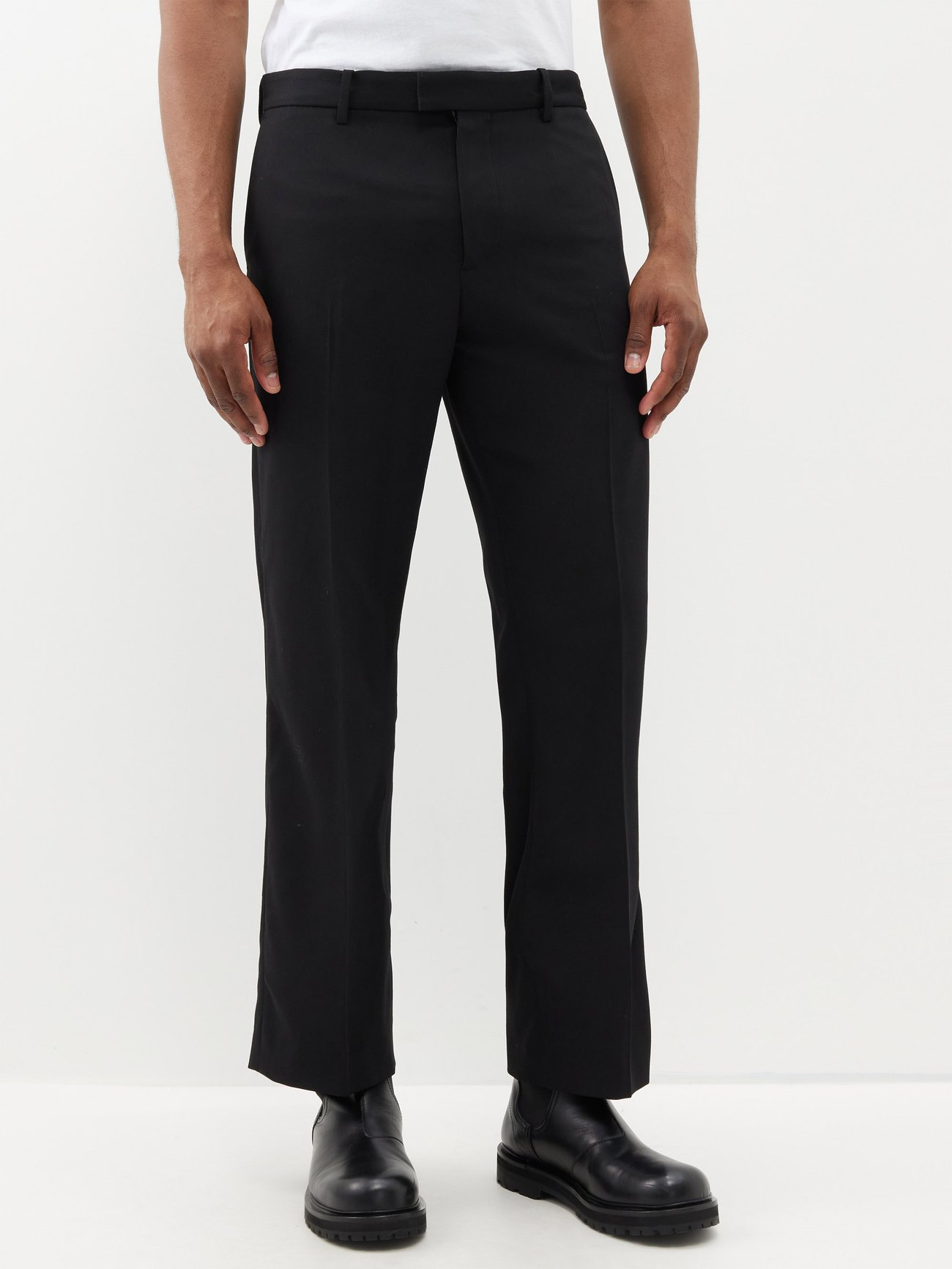 Black Gilles straight-leg Italian-wool trousers | Meta Campania ...