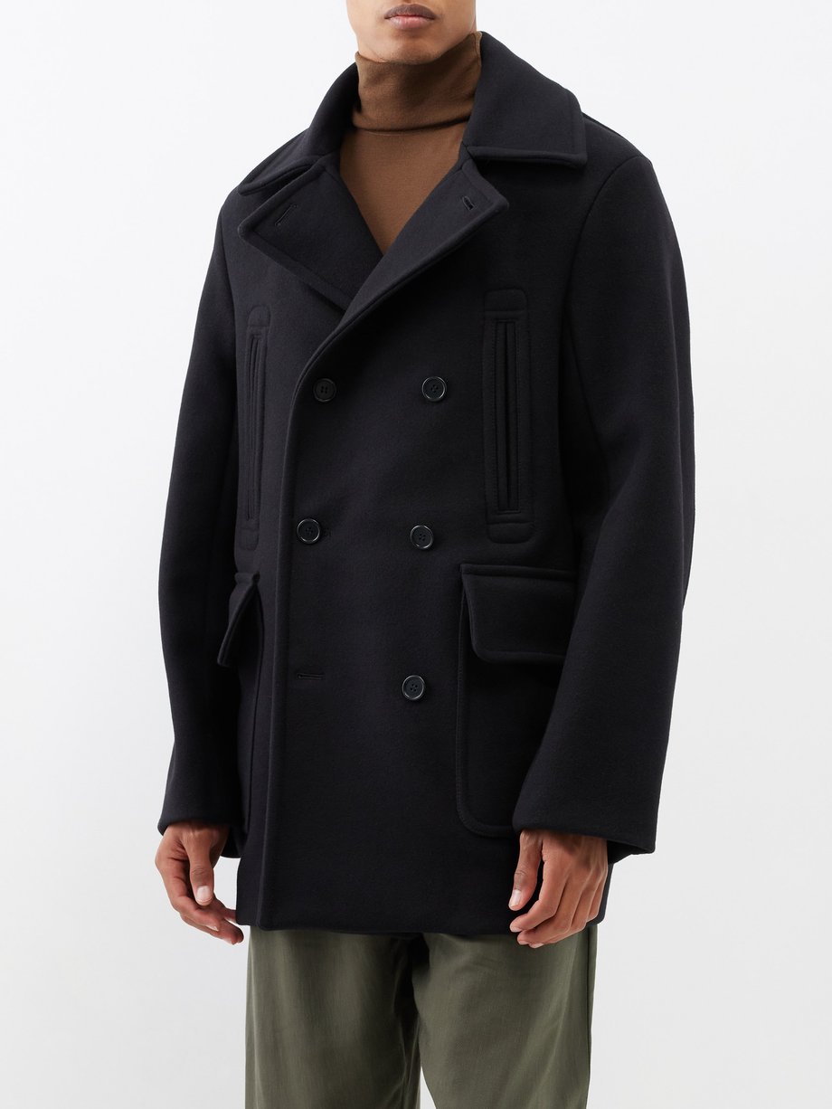 Black Serge wool double-breasted peacoat | Meta Campania Collective ...