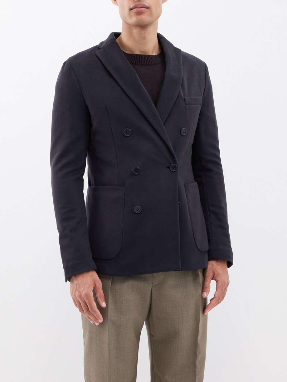 Navy Lucien cashmere double-breasted blazer | Meta Campania Collective ...