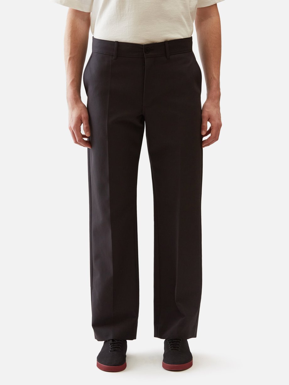 Navy Rosco flat-front cotton-blend trousers | The Row | MATCHES UK