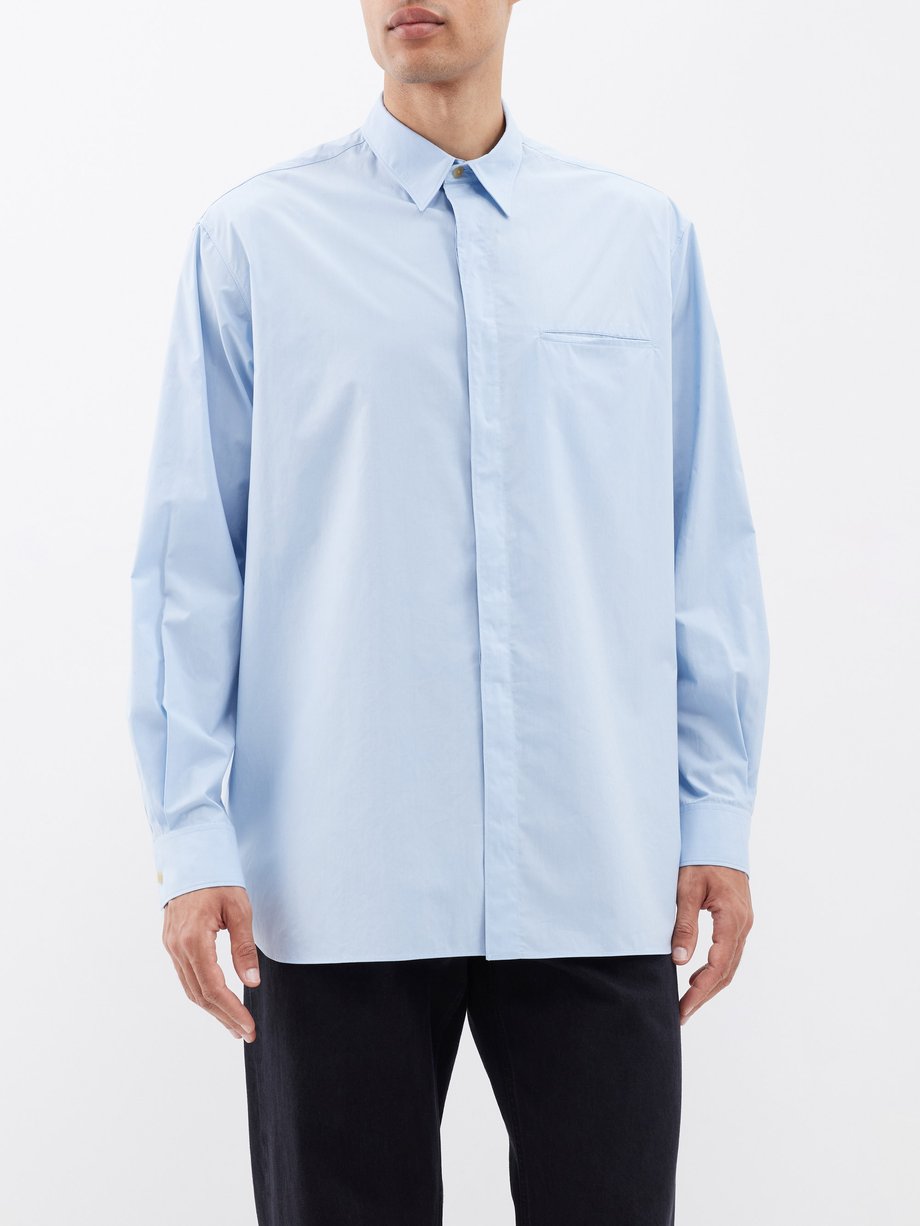 Blue Fili concealed-button cotton shirt | The Row | MATCHES UK