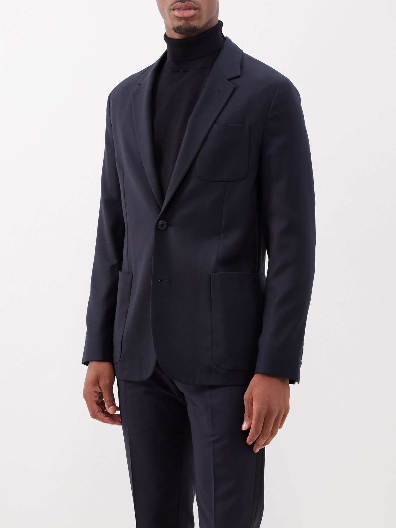 Single-breasted wool-blend suit jacket video