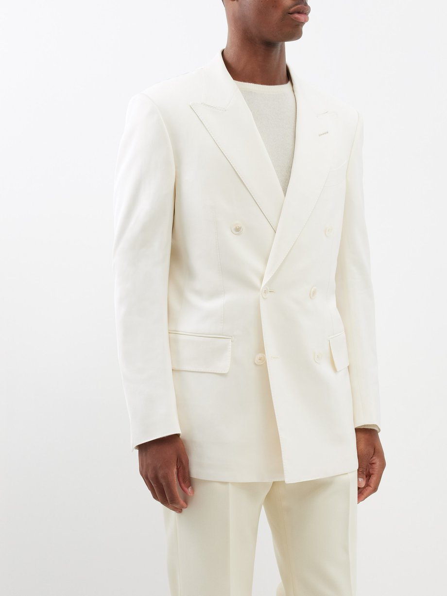 White Atticus double-breasted twill suit jacket | Tom Ford ...