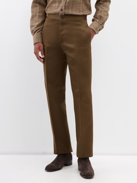 Boglioli Cotton Twill Trousers Brown at CareOfCarl.com