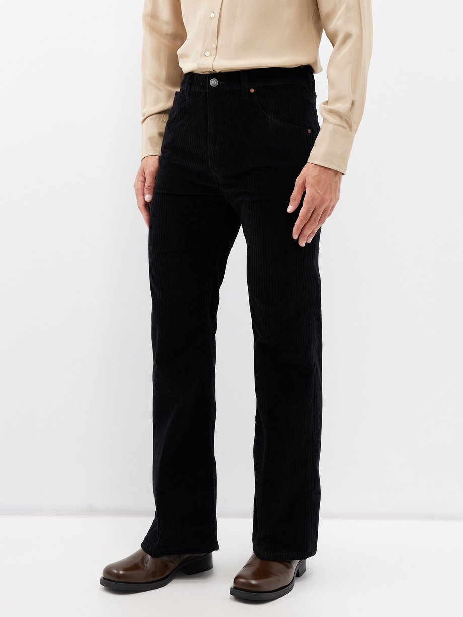Black High-rise cotton-corduroy jeans | Husbands Paris