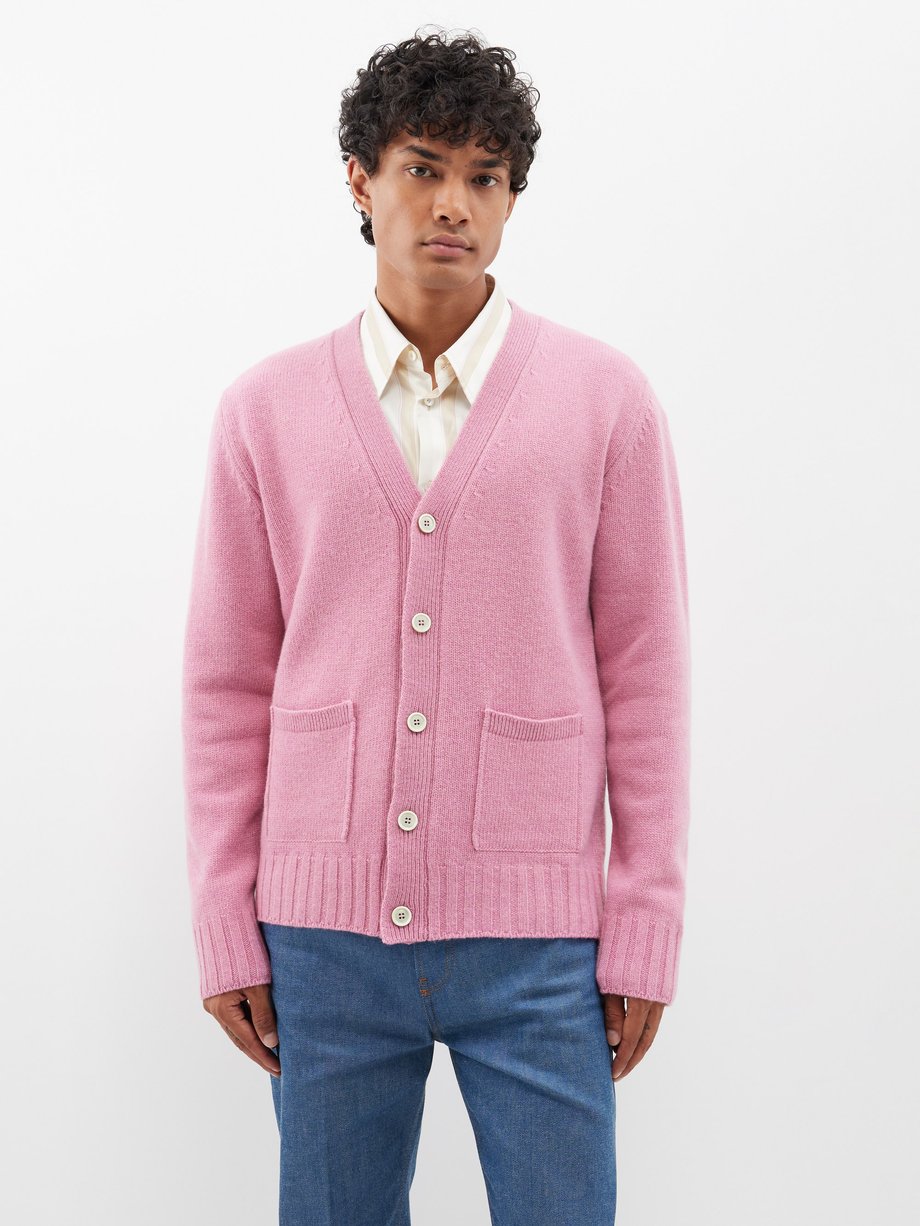 Pink Patch-pocket wool-blend cardigan | Husbands Paris | MATCHES US