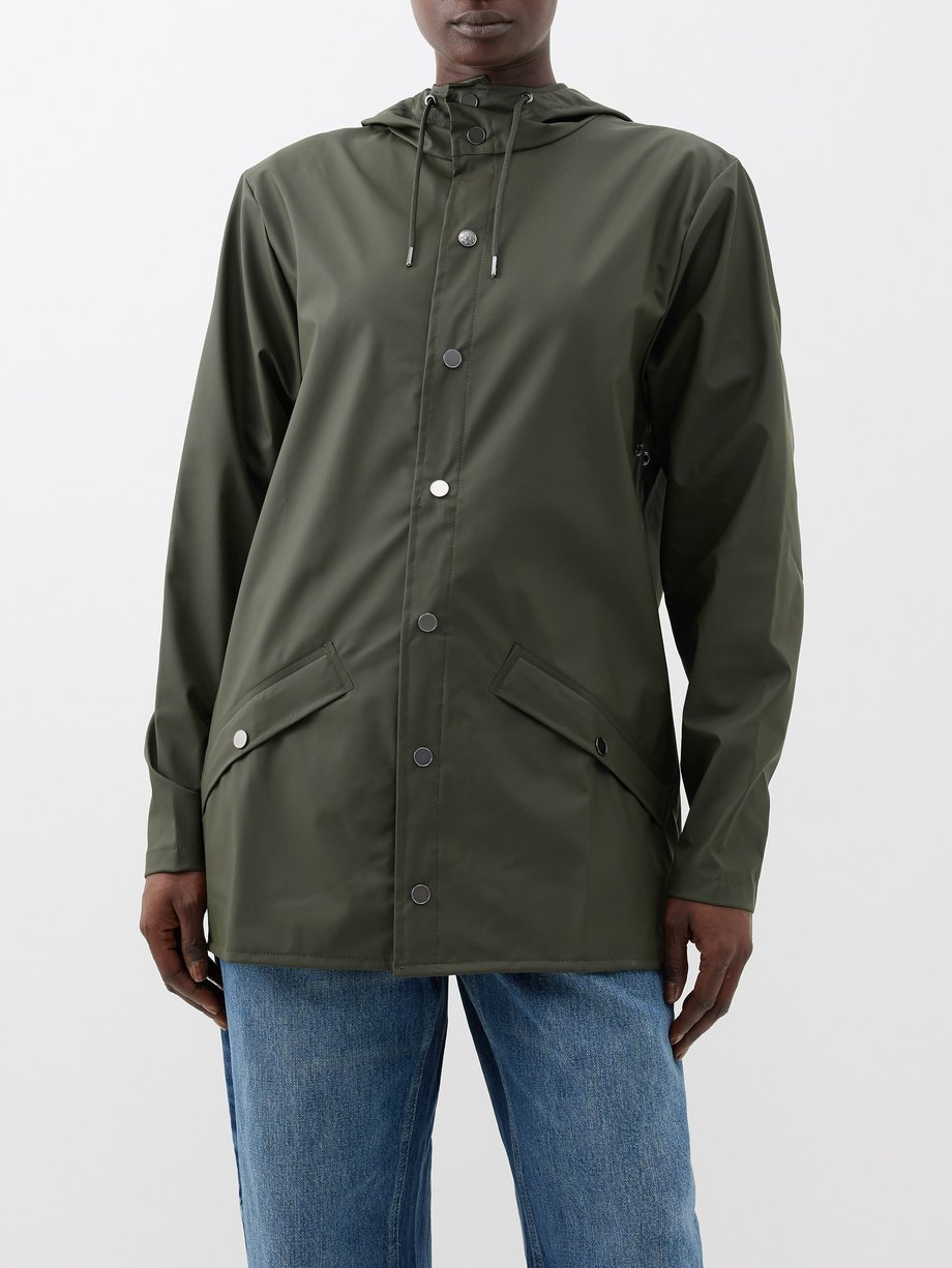 Green Waterproof hooded raincoat | Rains | MATCHES UK