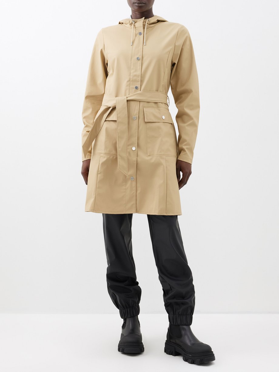 Beige Curve belted waterproof raincoat | Rains | MATCHES UK