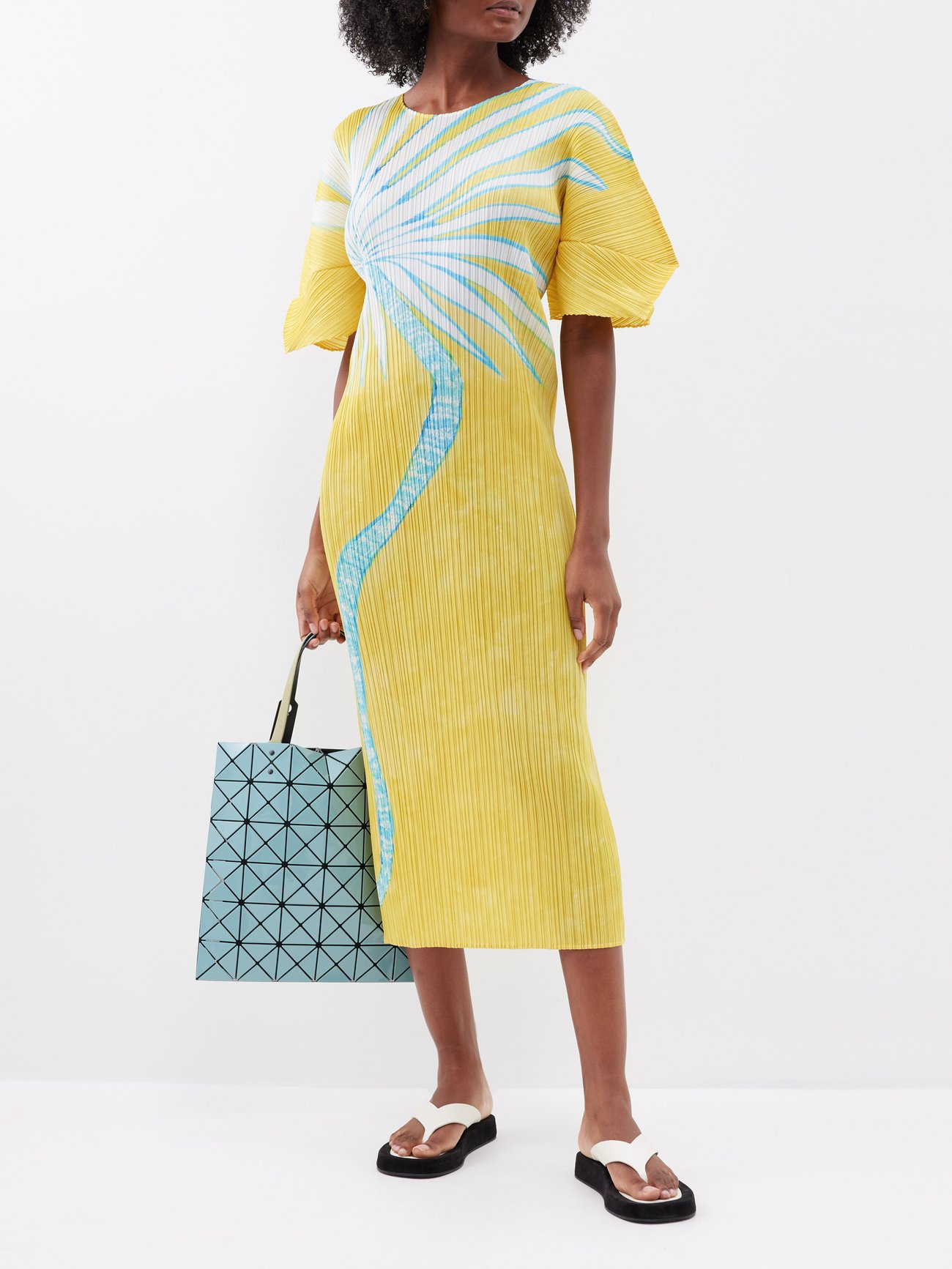 Pleats Please Issey Miyake Alley plissé-effect Midi Dress - Yellow