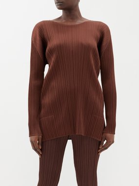 Pleats Please Issey Miyake Boat-neck technical-pleated top