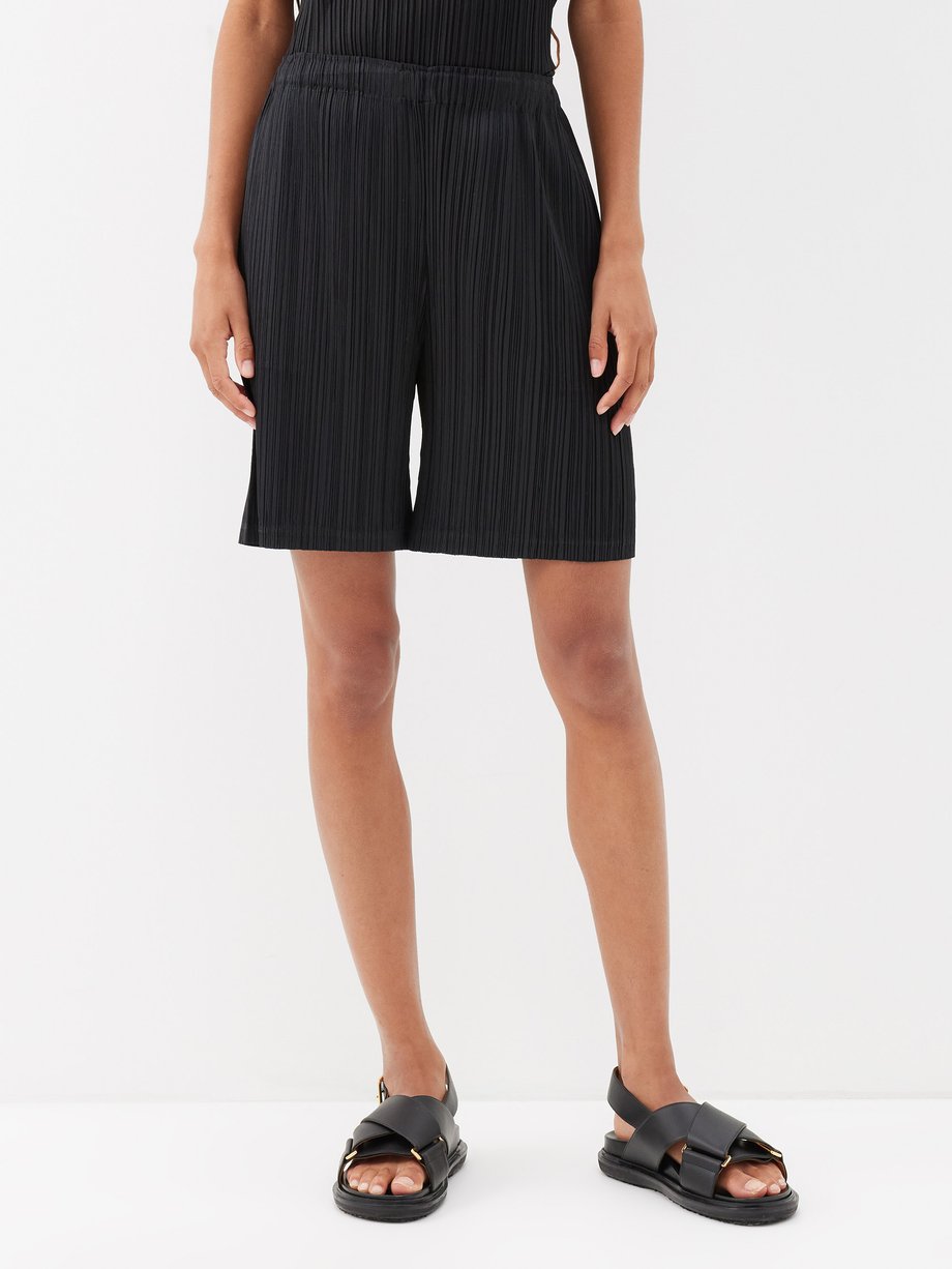 Black Thicker Bottoms 1 technical-pleated shorts | Pleats Please