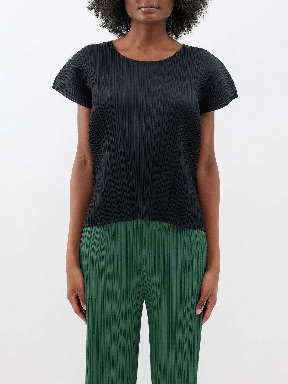 Black Technical-pleated jersey top | Pleats Please Issey Miyake