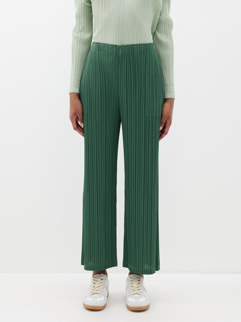 Green Technical-pleated trousers | Pleats Please Issey Miyake
